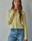 Knit Cable Sweater Cotton Button Down Cardigan Top