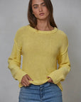 Hailee Yellow Cotton Crew Neck Sweater