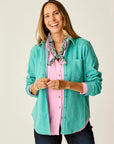 Fairbanks Supersoft Long Sleeve Shirt: Jade Herringbone