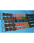 Colorful Knitted Boho Leather Dog Collar