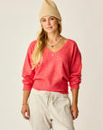 Ruth Reversible Fuzzy Sweater: Pointsettia