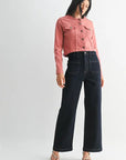 Super Dark Denim Patch Pocket Wide Leg