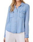 Bella Dahl Long Sleeve Seamed Shirt-Indigo Harbor Wash
