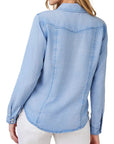 Bella Dahl Long Sleeve Seamed Shirt-Indigo Harbor Wash