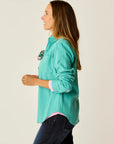 Fairbanks Supersoft Long Sleeve Shirt: Jade Herringbone