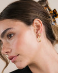 JK Large Rectangle Gold Hoop Earrings