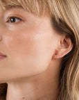 JK Open Mini Hoop Earrings: 18K Gold Blue Sapphire