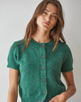Green Day Short Sleeve Button Down Sweater