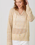 Almond Crochet Knit Hoodie Sweater
