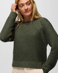Cades Cove Merino Wool Ribbed Sweater: Rye Green