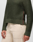 Cades Cove Merino Wool Ribbed Sweater: Rye Green