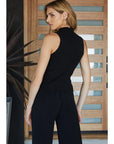 Milan Ribbed Mock Neck Sleeveless Top