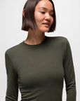 Lotus Ribbed Midi Dress: Spruce