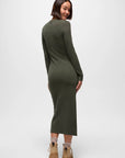 Lotus Ribbed Midi Dress: Spruce