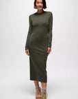 Lotus Ribbed Midi Dress: Spruce