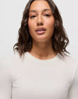 Lotus Long Sleeve Ribbed Crew Neck Tee: White