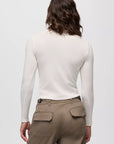 Lotus Long Sleeve Ribbed Crew Neck Tee: White