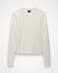 Lotus Long Sleeve Ribbed Crew Neck Tee: White