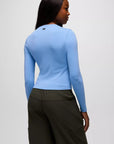 Lotus Long Sleeve Ribbed Crew Neck Tee: Blue Vibes