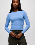 Lotus Long Sleeve Ribbed Crew Neck Tee: Blue Vibes