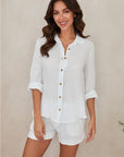 Linea Long Sleeve Button Down Linen Blouse