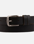 Abel Unisex Sleek Leather Belt with Silver Buckle - Black