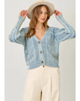Blue Cotton Weaving Sweater Cardigan