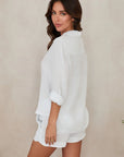 Linea Long Sleeve Button Down Linen Blouse