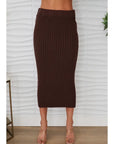 Ribbed Fitted Midi Skirt