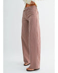 Spicey Brown Striped Relaxed Wide Leg Jeans