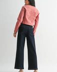 Super Dark Denim Patch Pocket Wide Leg