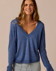 Juliet V-Neck Sweater: Denim Heather