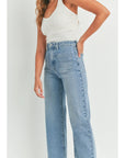 Light Denim Patch Pocket Wide Leg