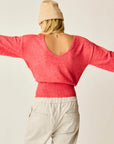 Ruth Reversible Fuzzy Sweater: Pointsettia
