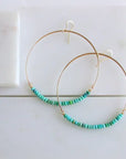 Large Boho Turquoise Sterling Silver Hoops
