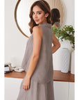 Linen Sleeveless Henley Popover