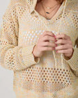 Almond Crochet Knit Hoodie Sweater