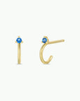 JK Open Mini Hoop Earrings: 18K Gold Blue Sapphire