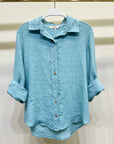 Linea Long Sleeve Button Down Linen Blouse