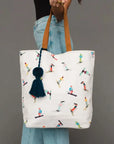 Skiing People Cotton Tote Bag