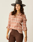 Dylan Gauze Shirt : Rosewood Plaid