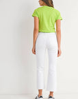 Patch Pocket Cropped White Denim Jeans
