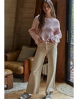 Pinky Rolled Round Neck Sweater