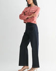 Super Dark Denim Patch Pocket Wide Leg