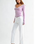 JBD Optic White Stretchy Straight Denim Pants