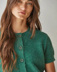 Green Day Short Sleeve Button Down Sweater