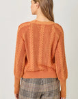 Terracotta Cotton Weaving Sweater Cardigan
