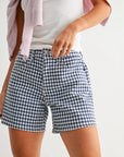 Traveling South Navy Gingham Lightweight Short