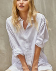 Oversized Woven Cotton Button Down Collar Neck Shirt