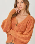 Terracotta Cotton Weaving Sweater Cardigan